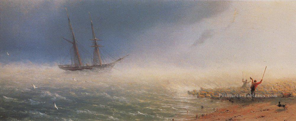 moutons qui ont forcé par la tempête à la mer Ivan Aivazovsky Peintures à l'huile